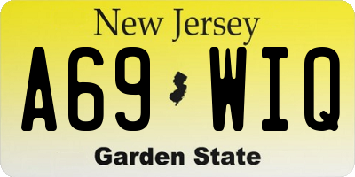 NJ license plate A69WIQ