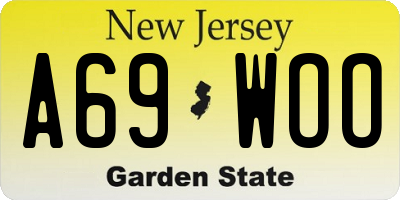 NJ license plate A69WOO