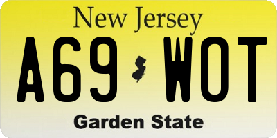 NJ license plate A69WOT
