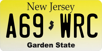 NJ license plate A69WRC