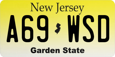 NJ license plate A69WSD