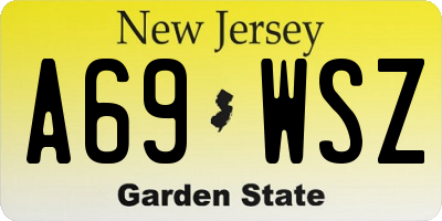 NJ license plate A69WSZ