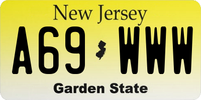 NJ license plate A69WWW