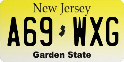 NJ license plate A69WXG