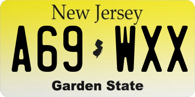 NJ license plate A69WXX