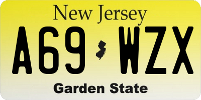 NJ license plate A69WZX