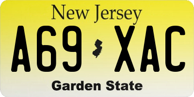 NJ license plate A69XAC