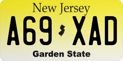 NJ license plate A69XAD