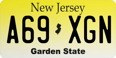 NJ license plate A69XGN