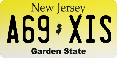 NJ license plate A69XIS