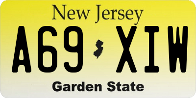 NJ license plate A69XIW