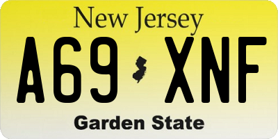 NJ license plate A69XNF