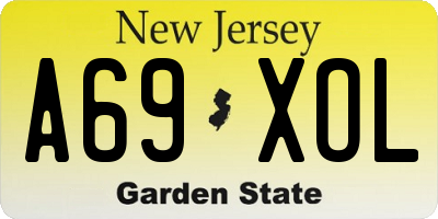 NJ license plate A69XOL