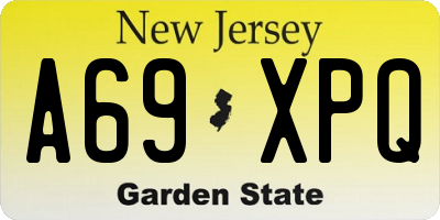 NJ license plate A69XPQ