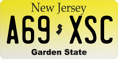 NJ license plate A69XSC