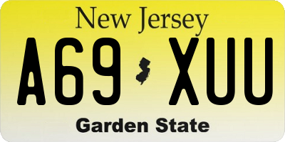 NJ license plate A69XUU