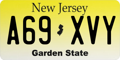 NJ license plate A69XVY