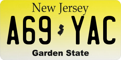 NJ license plate A69YAC