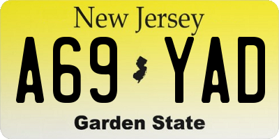 NJ license plate A69YAD