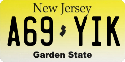 NJ license plate A69YIK