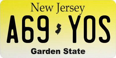 NJ license plate A69YOS