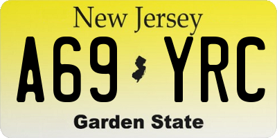 NJ license plate A69YRC