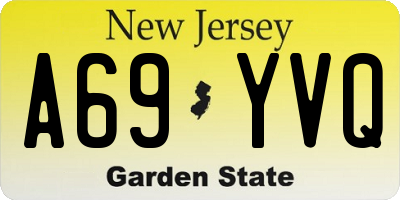 NJ license plate A69YVQ