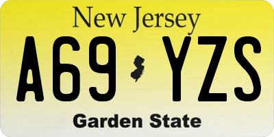 NJ license plate A69YZS