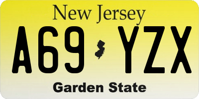 NJ license plate A69YZX