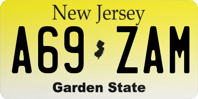 NJ license plate A69ZAM