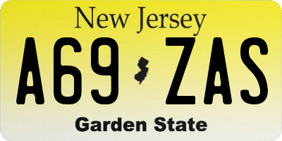 NJ license plate A69ZAS