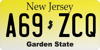 NJ license plate A69ZCQ