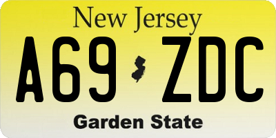 NJ license plate A69ZDC