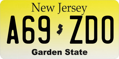 NJ license plate A69ZDO
