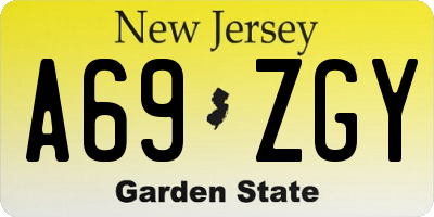 NJ license plate A69ZGY
