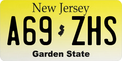NJ license plate A69ZHS