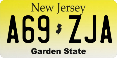 NJ license plate A69ZJA