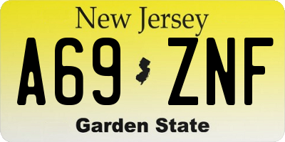 NJ license plate A69ZNF