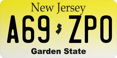 NJ license plate A69ZPO