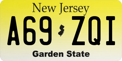 NJ license plate A69ZQI