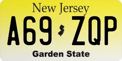 NJ license plate A69ZQP