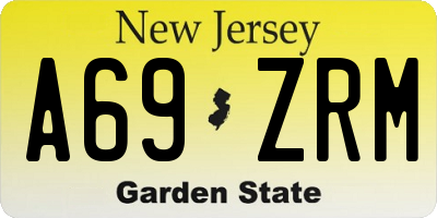NJ license plate A69ZRM