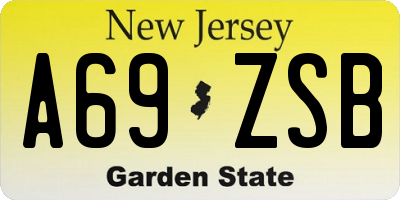 NJ license plate A69ZSB