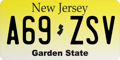 NJ license plate A69ZSV