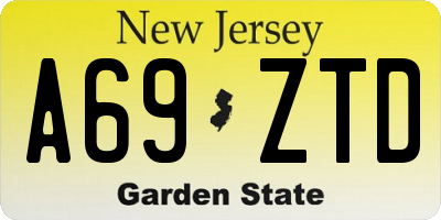 NJ license plate A69ZTD