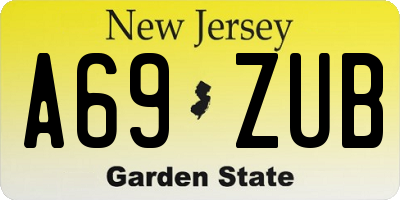 NJ license plate A69ZUB