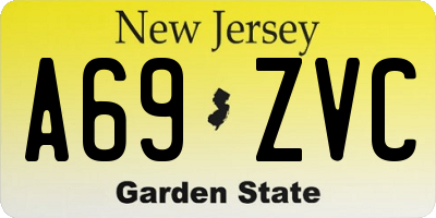 NJ license plate A69ZVC