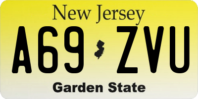 NJ license plate A69ZVU