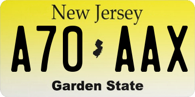NJ license plate A70AAX