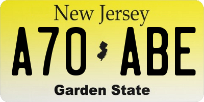 NJ license plate A70ABE